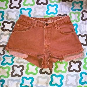 VNTG 505 Levi’s Fray Waist & Hem Shorts Women Size 28 Faded Orangey Brick Brown